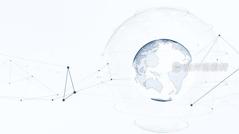 智慧城市，数字世界，全球通讯网络概念。6 g业务图。全球业务。